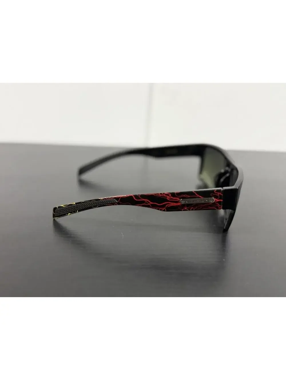 Vintage Biohazard Wrap Sunglasses Red Lightning Black Y2K BMX Skater